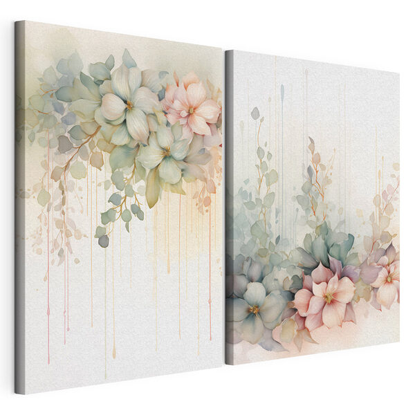 Lámina modular sobre lienzo Cuadro de flores sobre fondo blanco