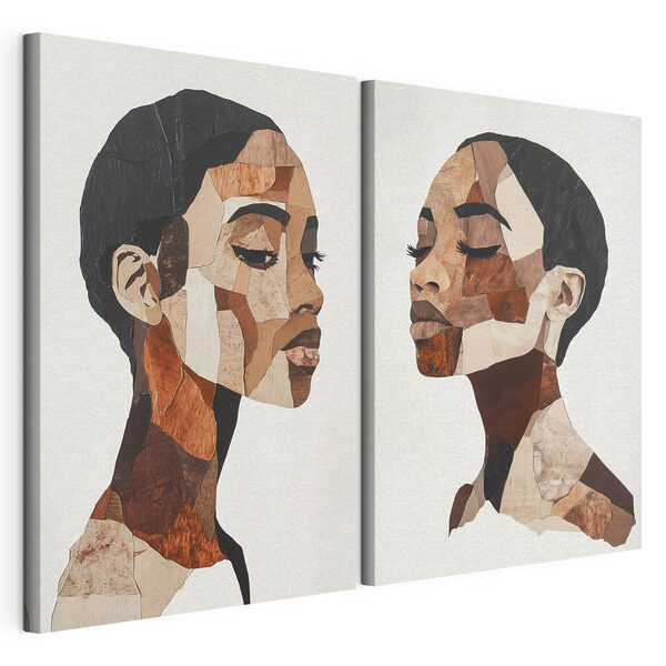 Lámina modular sobre lienzo Collage del rostro de una mujer