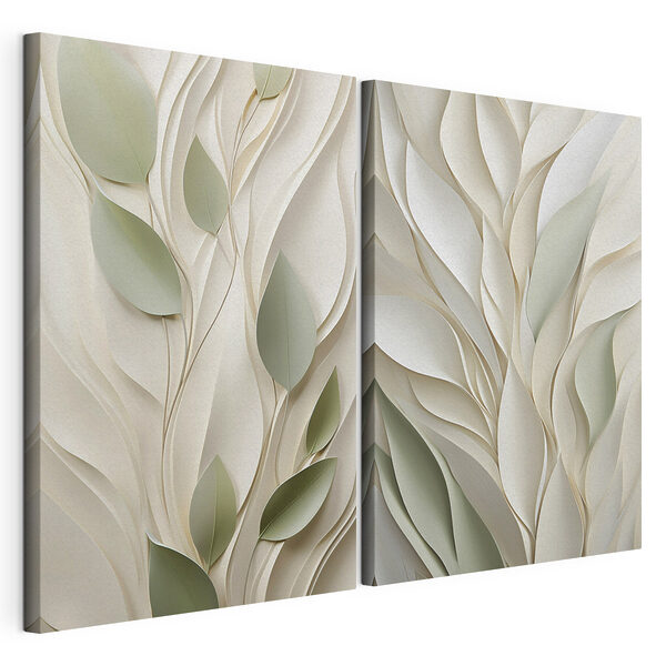 Motivos inspirados en la naturaleza en tonos suaves Lámina modular sobre lienzo Motivos inspirados en la naturaleza en tonos suaves