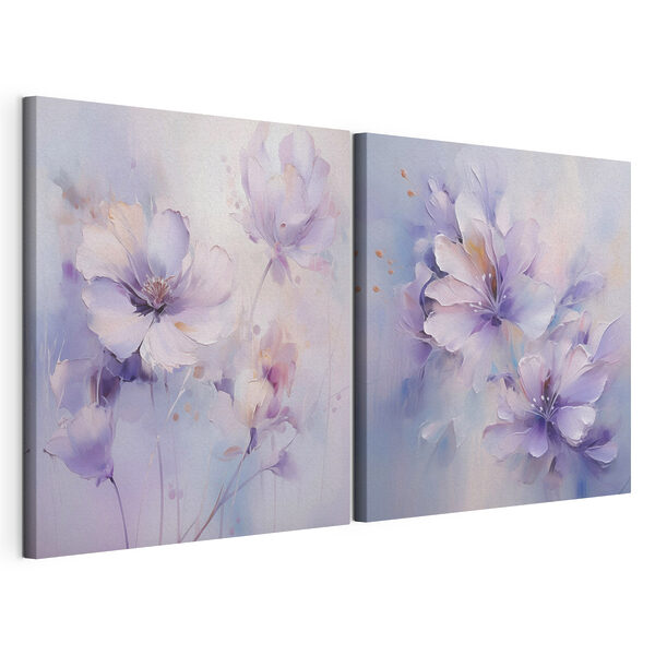 Pintura de flores sobre una superficie blanca Lámina modular sobre lienzo Pintura de flores sobre una superficie blanca