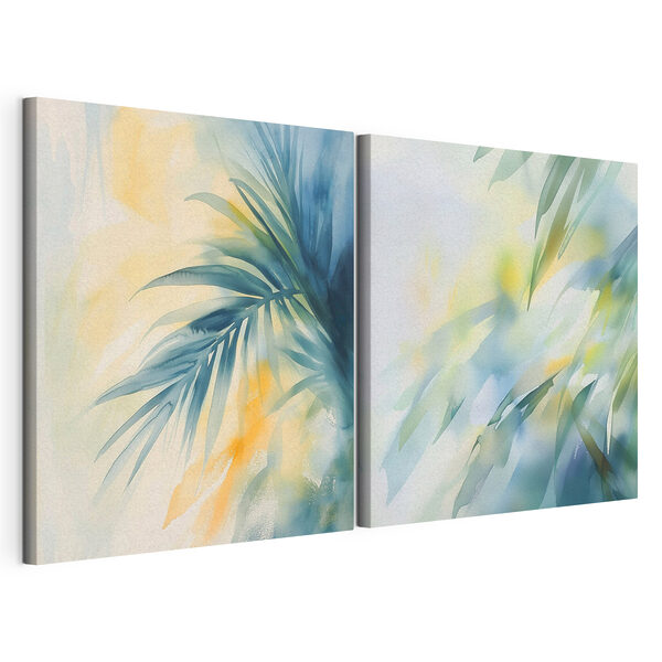 Pintura en acuarela de hojas Lámina modular sobre lienzo Pintura en acuarela de hojas