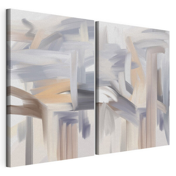 Lámina modular sobre lienzo Trazos abstractos en tonos suaves