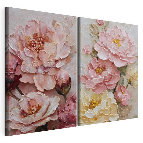 Pétalos en flor en tonos suaves Lámina modular sobre lienzo Pétalos en flor en tonos suaves