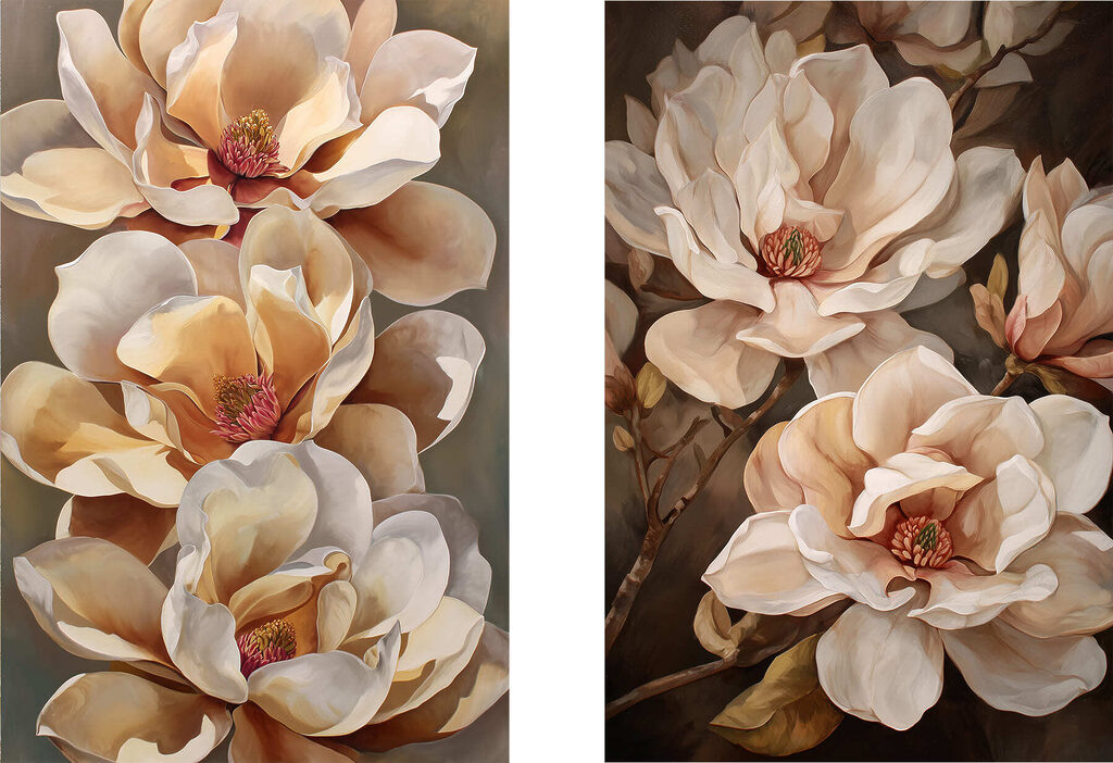 Painting of flowers on a branch Painting of flowers on a branch