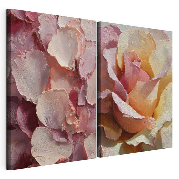 Suaves tonos de pétalos en flor Lámina modular sobre lienzo Suaves tonos de pétalos en flor
