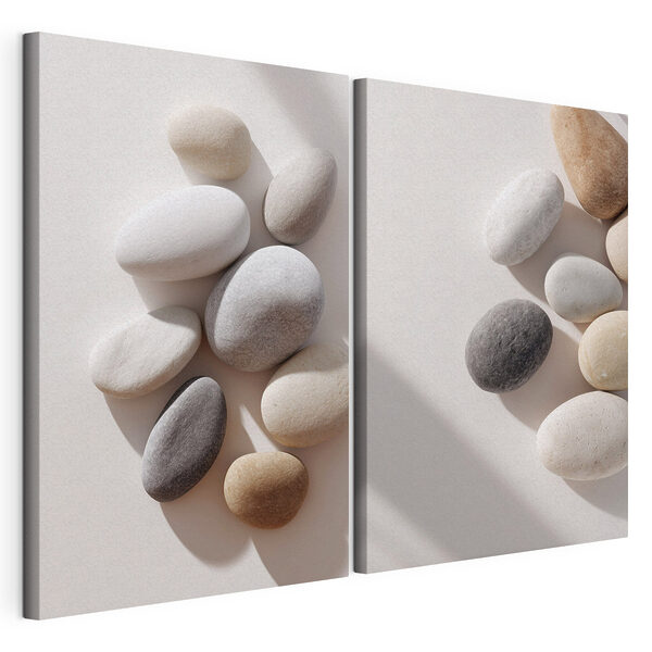 Conjunto de rocas redondas Lámina modular sobre lienzo Conjunto de rocas redondas