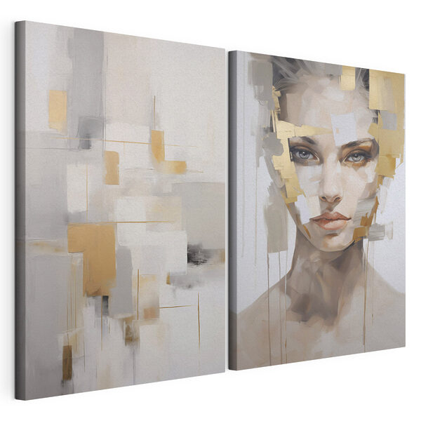 Cuadro que representa el rostro de una mujer Lámina modular sobre lienzo Cuadro que representa el rostro de una mujer