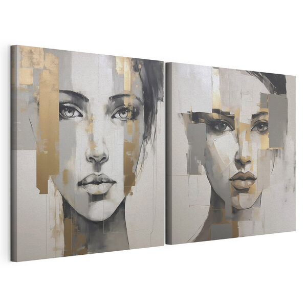 Lámina modular sobre lienzo Cuadro que representa el rostro de una mujer