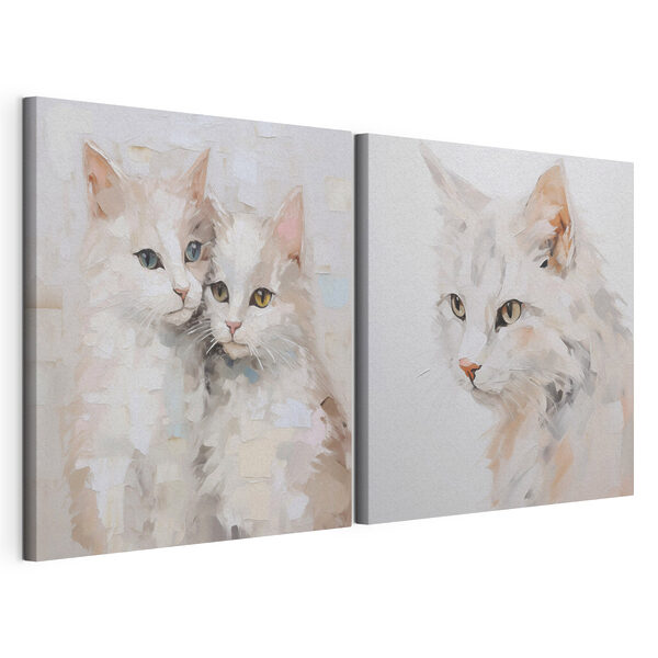 Lámina modular sobre lienzo Dos cuadros de gatos