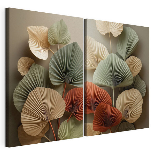 Follaje elegante en tonos suaves Lámina modular sobre lienzo Follaje elegante en tonos suaves