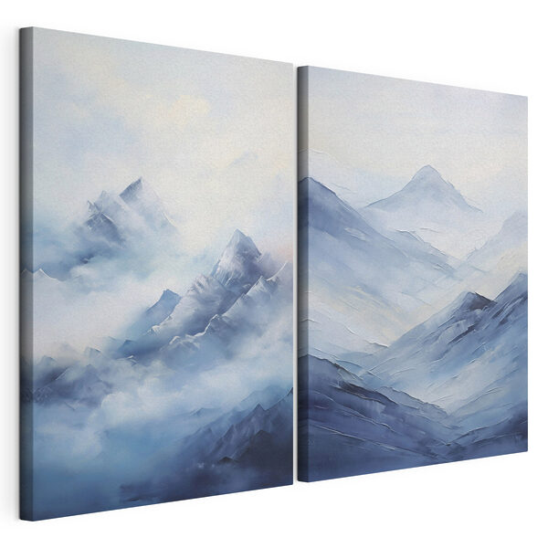 Cuadro de montañas envueltas en niebla Lámina modular sobre lienzo Cuadro de montañas envueltas en niebla