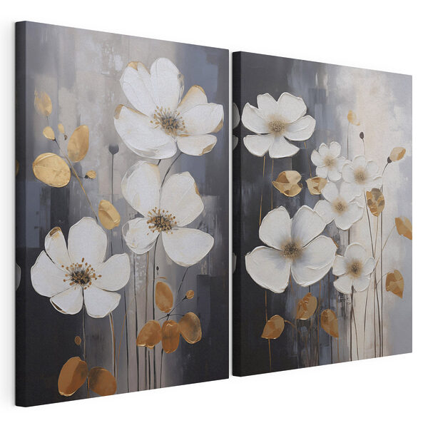 Flores elegantes en tonos armoniosos Lámina modular sobre lienzo Flores elegantes en tonos armoniosos