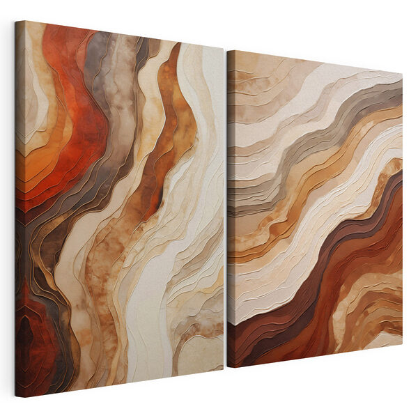 Formas fluidas en tonos tierra Lámina modular sobre lienzo Formas fluidas en tonos tierra