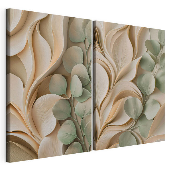 Lámina modular sobre lienzo Curvas naturales y hojas verdes y suaves (SKU: m30463) Lámina modular sobre lienzo Lámina modular sobre lienzo Curvas naturales y hojas verdes y suaves (SKU: m30463)