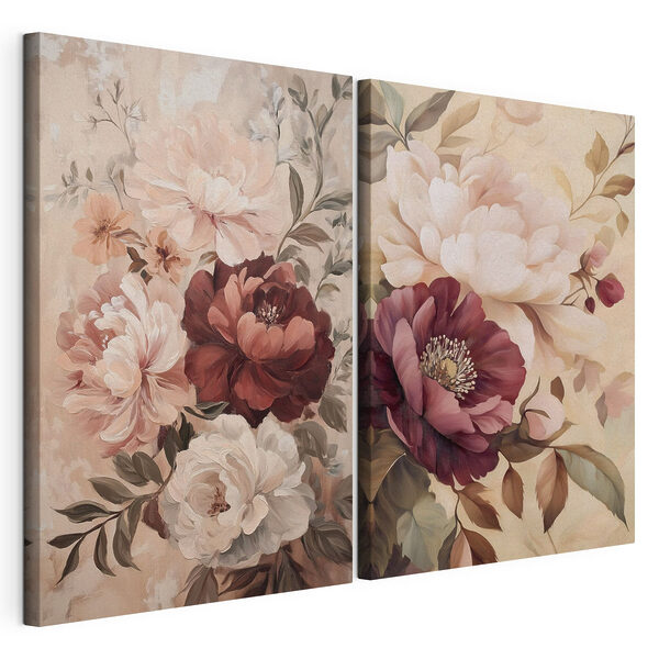 Lámina modular sobre lienzo Delikadas flores en colores suaves