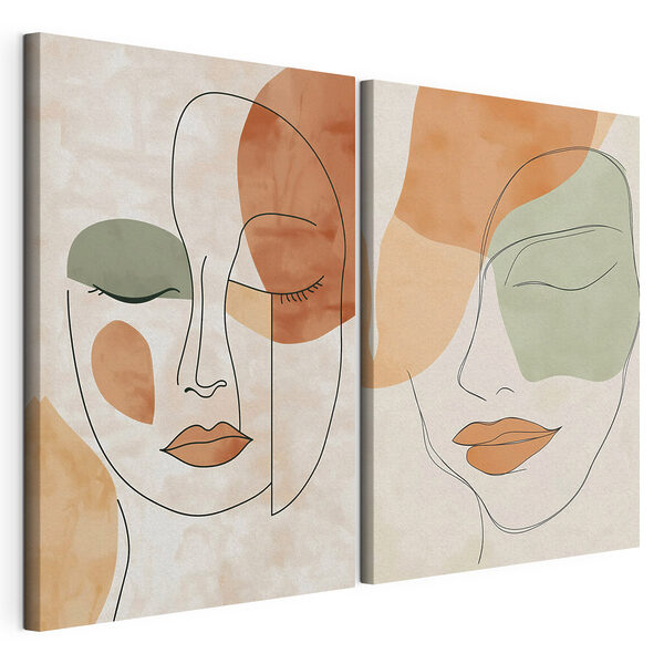 Dos imágenes del rostro de una mujer Lámina modular sobre lienzo Dos imágenes del rostro de una mujer