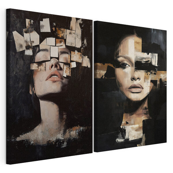 Lámina modular sobre lienzo Collage del rostro de una mujer