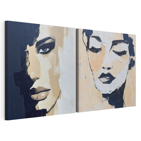 Lámina modular sobre lienzo Cuadro que representa el rostro de una mujer