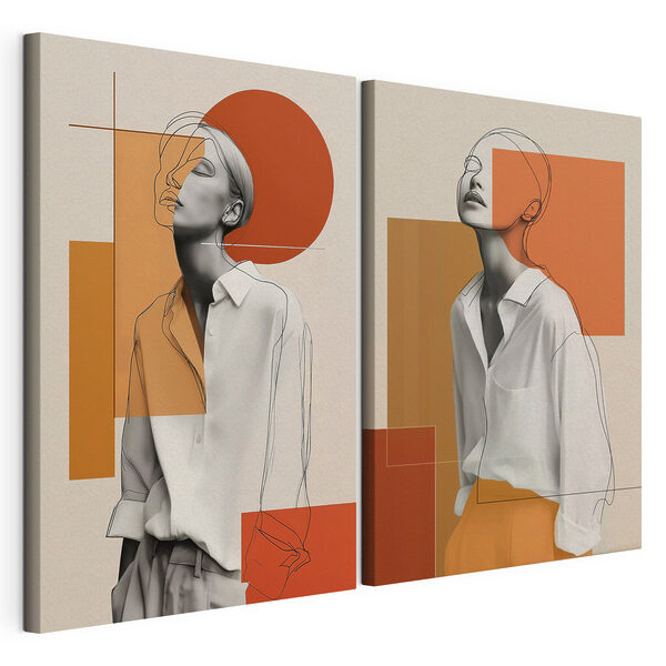 Collage de una mujer Lámina modular sobre lienzo Collage de una mujer