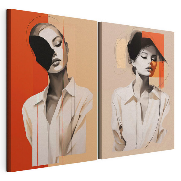 - Fascinantes interpretaciones de retratos abstractos Lámina modular sobre lienzo - Fascinantes interpretaciones de retratos abstractos