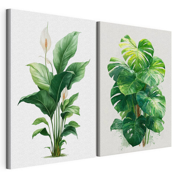 El follaje fresco lleva la naturaleza al interior de la casa Lámina modular sobre lienzo El follaje fresco lleva la naturaleza al interior de la casa