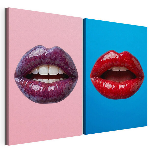 Los colores llamativos y los labios vibrantes lo dicen todo Lámina modular sobre lienzo Los colores llamativos y los labios vibrantes lo dicen todo