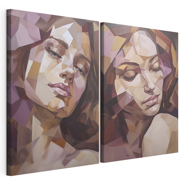 Collage del rostro de una mujer Lámina modular sobre lienzo Collage del rostro de una mujer