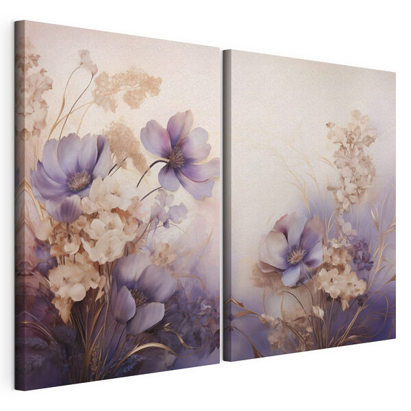 Delicadas flores en suaves tonos pastel Lámina modular sobre lienzo Delicadas flores en suaves tonos pastel