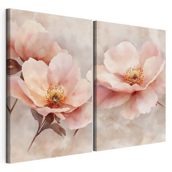 Delicadas flores en suaves tonos pastel Lámina modular sobre lienzo Delicadas flores en suaves tonos pastel