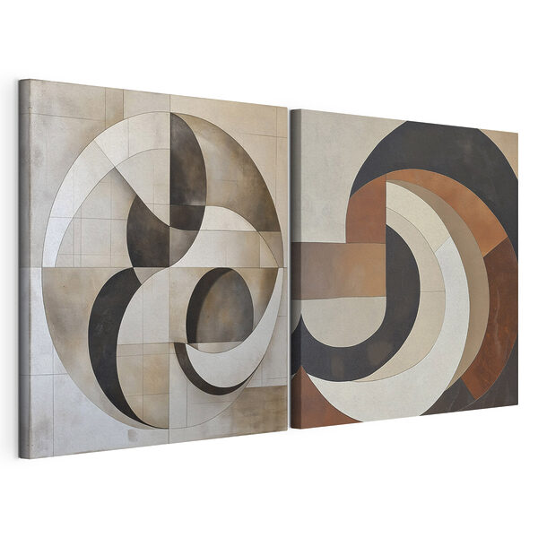 Dos obras de arte Lámina modular sobre lienzo Dos obras de arte