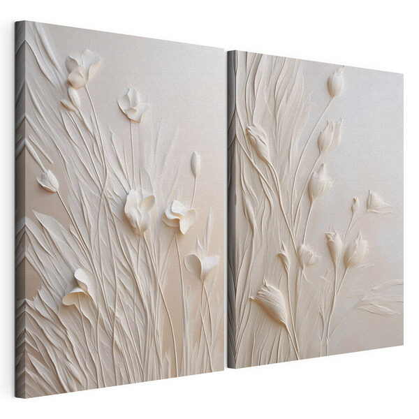 Elegante diseño floral en tonos suaves Lámina modular sobre lienzo Elegante diseño floral en tonos suaves