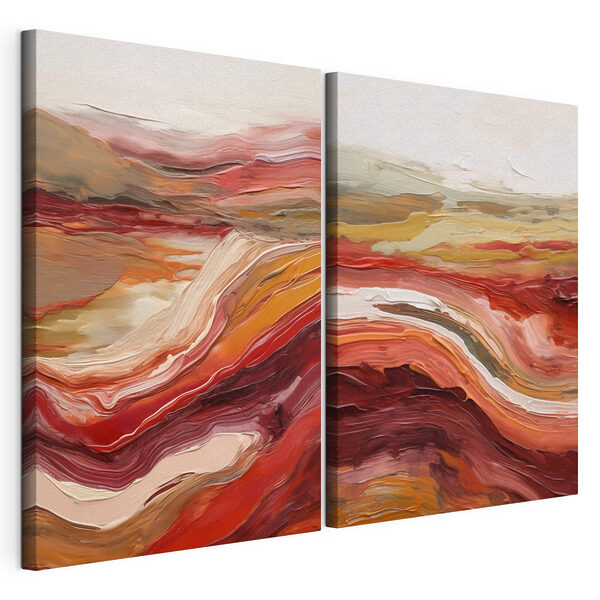 Cuadro de olas rojas y blancas Lámina modular sobre lienzo Cuadro de olas rojas y blancas