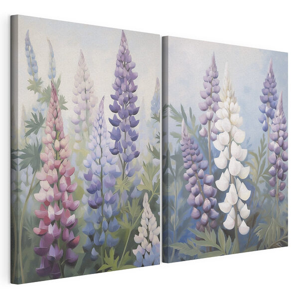 Lámina modular sobre lienzo Flores de colores vivos bajo la suave luz del sol