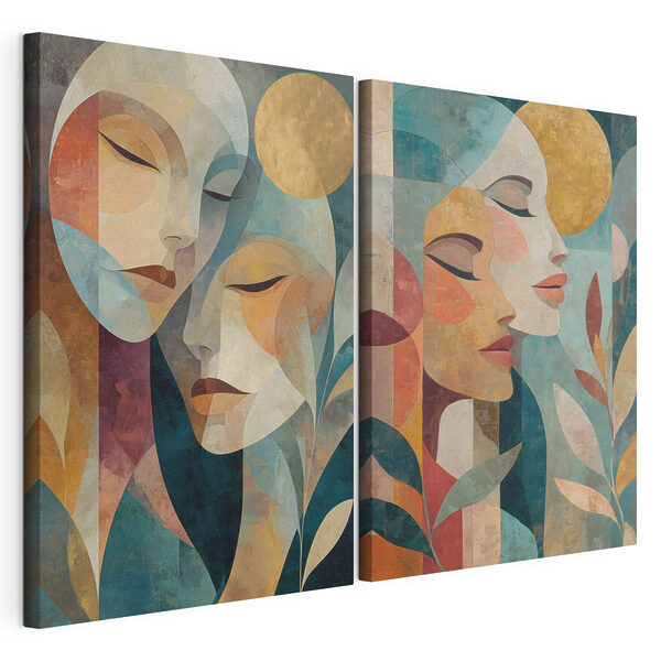 Collage del rostro de una mujer Lámina modular sobre lienzo Collage del rostro de una mujer