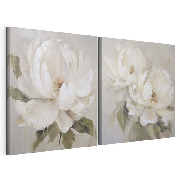 Cuadro de una flor blanca Lámina modular sobre lienzo Cuadro de una flor blanca