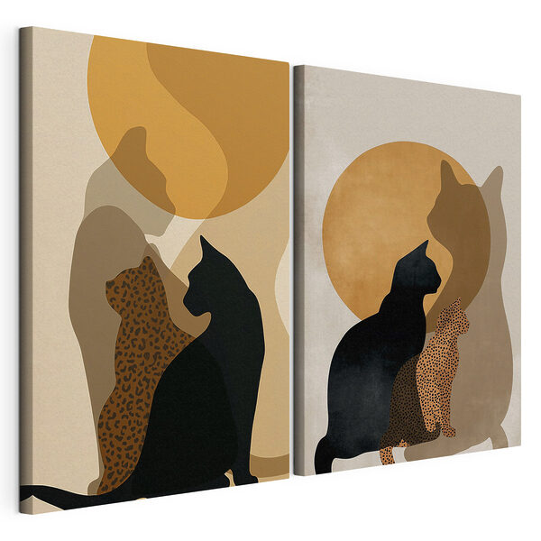 Un gato y un gato con otro gato al sol Lámina modular sobre lienzo Un gato y un gato con otro gato al sol