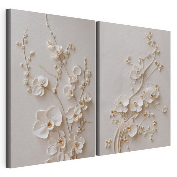 Elegante diseño floral en tonos suaves Lámina modular sobre lienzo Elegante diseño floral en tonos suaves
