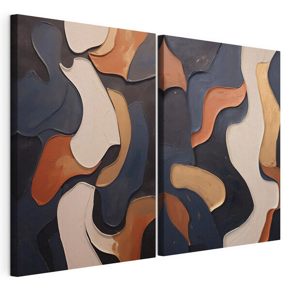 Collage de diferentes colores de pintura Lámina modular sobre lienzo Collage de diferentes colores de pintura