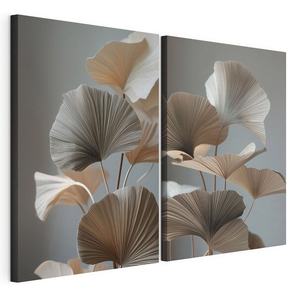 Elegantes hojas de papel en tonos suaves Lámina modular sobre lienzo Elegantes hojas de papel en tonos suaves