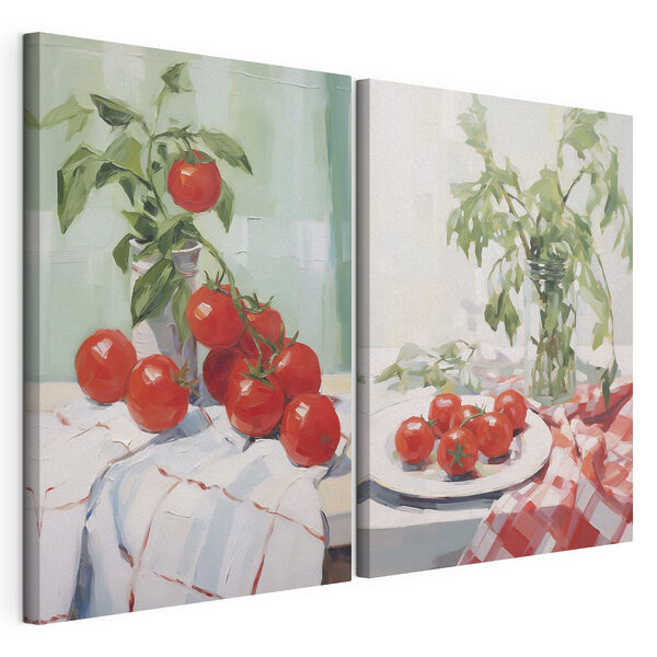 Lámina modular sobre lienzo Cuadro de tomates sobre una mesa