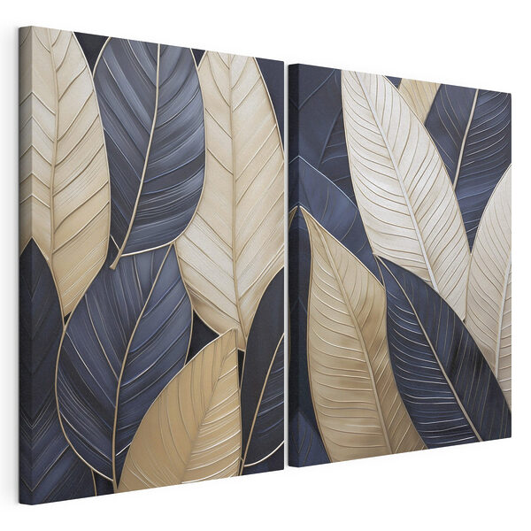 Hojas elegantes en tonos sutiles Lámina modular sobre lienzo Hojas elegantes en tonos sutiles