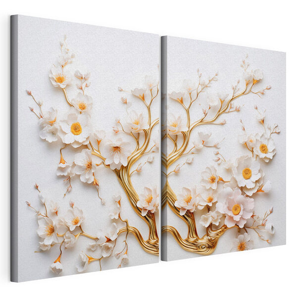 Flores caprichosas en una delicada obra de arte Lámina modular sobre lienzo Flores caprichosas en una delicada obra de arte