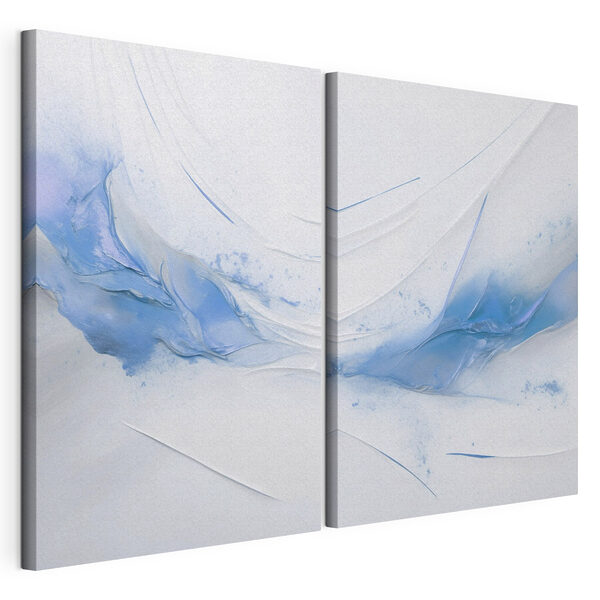 Collage de pintura azul y blanca Lámina modular sobre lienzo Collage de pintura azul y blanca