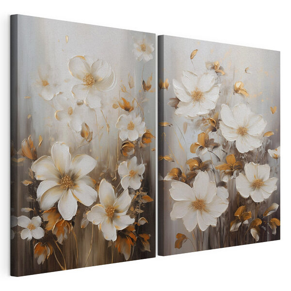 Cuadro de flores blancas Lámina modular sobre lienzo Cuadro de flores blancas