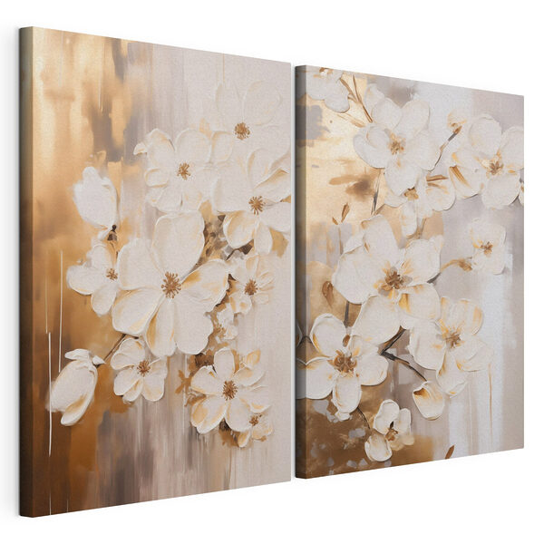Delicadas flores en tonos suaves Lámina modular sobre lienzo Delicadas flores en tonos suaves
