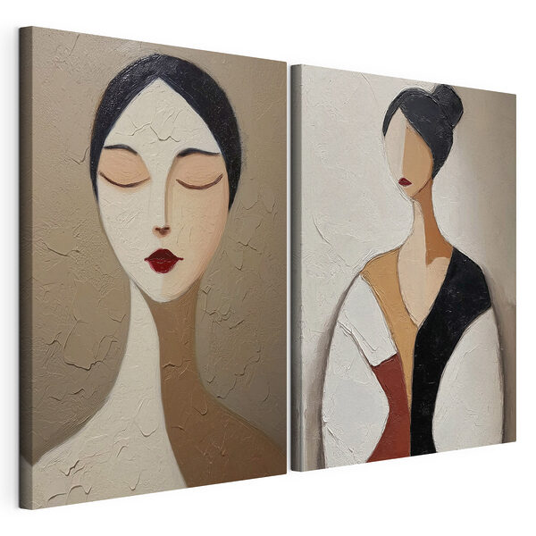 Collage de un cuadro en el que aparece una mujer Lámina modular sobre lienzo Collage de un cuadro en el que aparece una mujer