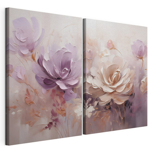 Flores en colores suaves y etéreos Lámina modular sobre lienzo Flores en colores suaves y etéreos