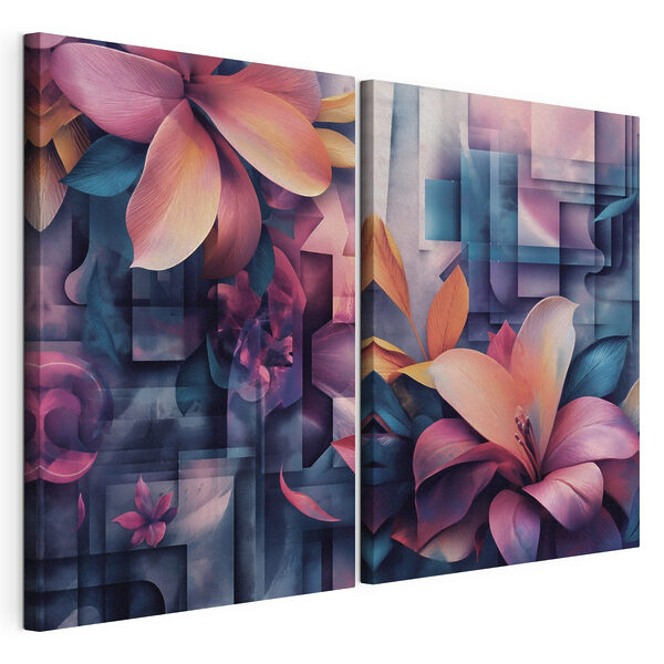 Collage de flores Lámina modular sobre lienzo Collage de flores