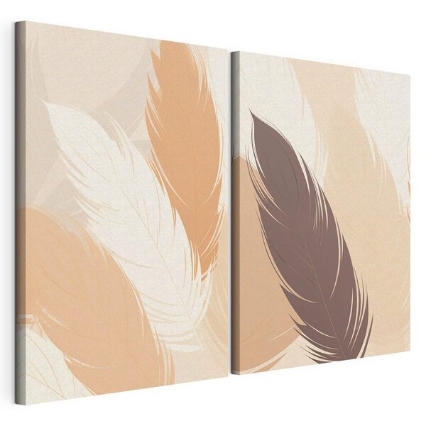 Suaves tonos de plumas elegantes Lámina modular sobre lienzo Suaves tonos de plumas elegantes