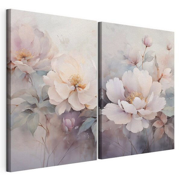 Delicadas flores en suaves tonos pastel Lámina modular sobre lienzo Delicadas flores en suaves tonos pastel
